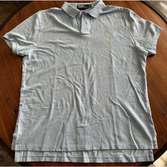 Ralph Lauren Polo Golf Shirt Custom Fit Mens XL Blue w/Yellow Pony Short Sleeve - Picture 2 of 11